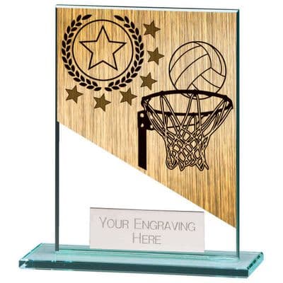Mustang Netball Small Jade Glass Award