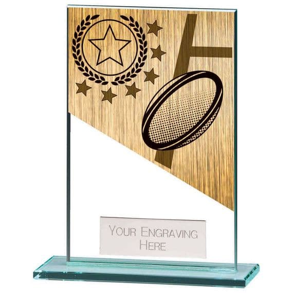 Mustang Rugby Large Jade Glass Award | TrophyMaster UK