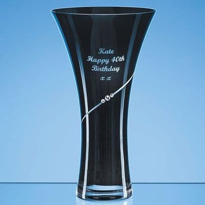 Onyx Black Diamante Trumpet Vase 250mm