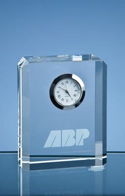 Optical Crystal Bevel Edge Rectangle Clock 80mm