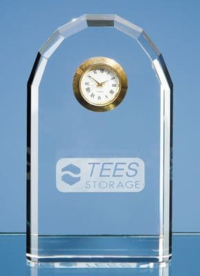 Optical Crystal Bevelled Arch Clock 130mm