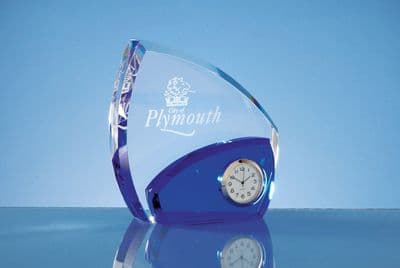 Optical Crystal Clear And Sapphire Blue Clock 135mm