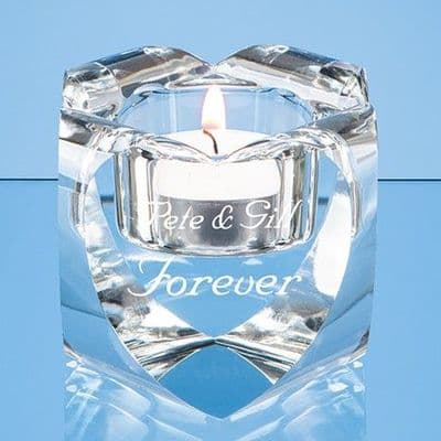 Optical Crystal Heart Tealight Holder 60mm