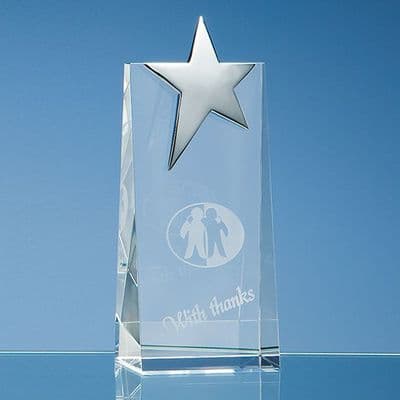Optical Crystal Rectangle With Silver Star
