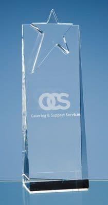 Optical Crystal Star Rectangle Award 210mm (8.25