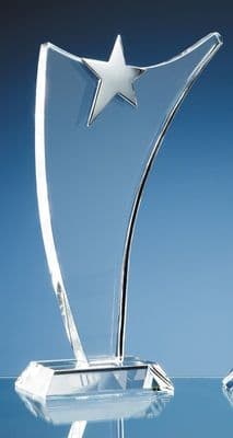 Optical Crystal Swoop Award With Silver Star