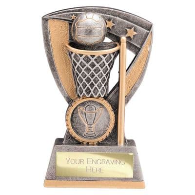 Optimum Netball Resin Award Antique Silver & Gold