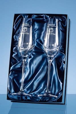 Pair of Champagne Flutes with 3 Swarovski Crystals