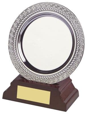 Peak Silver Plated Salver with Wood Stand