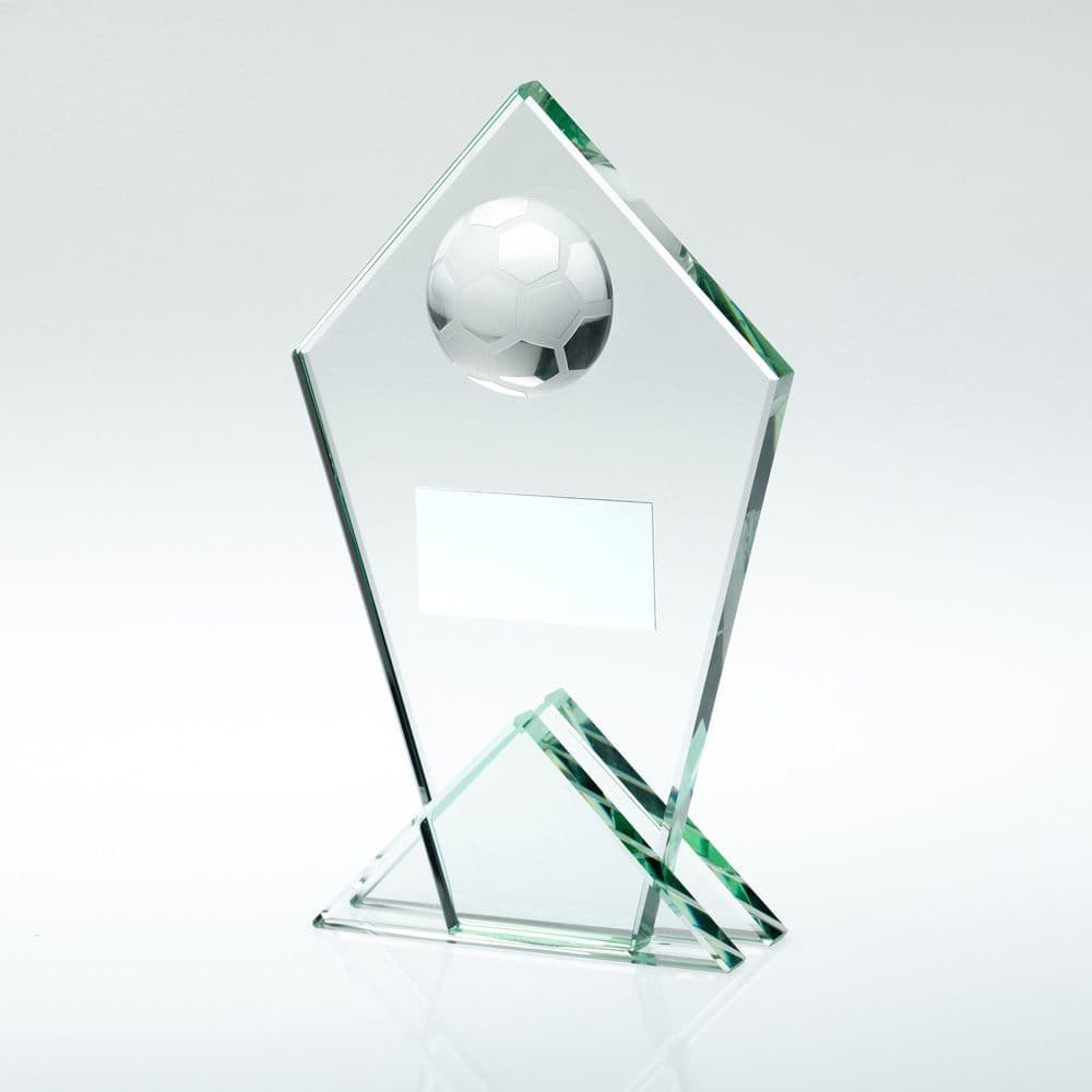 Peaked Range Jade Glass Football Trophy
