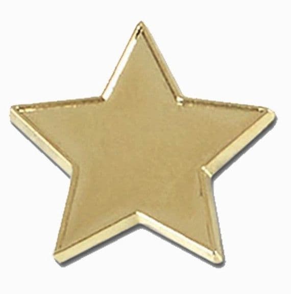 Enamelled Pin Badge Flat Star Gold 20mm (0.8