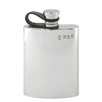 Plain Hip Flask Pewter with Captive Cap