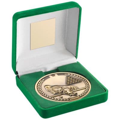 Pool/Snooker 70mm Medallion in Green Medal Box