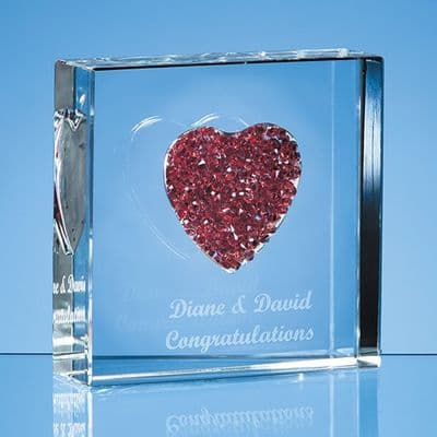 Red Diamante Heart Paperweight 75mm