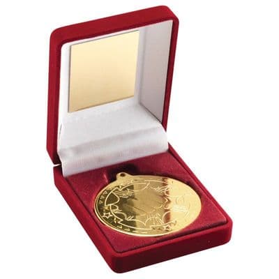 Red Velvet Box & Martial Arts Medal 50mm (2