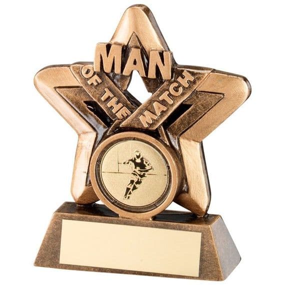 Rugby Man Of The Match Mini Star Trophy 95mm | TrophyMaster UK