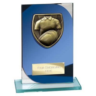 Seismic Cobra Rugby Blue & Silver Glass Award