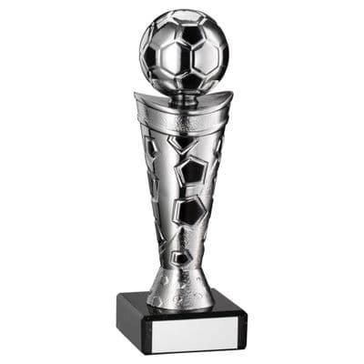 Silver/Black Football Tower Trophy on Marble  Base
