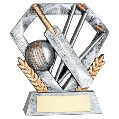 Silver Diamond Cricket Award 102mm