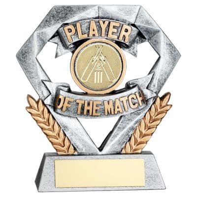 Silver Diamond Cricket Award 102mm - Player of the Match