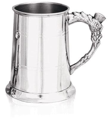 St Thistle Handle Pewter Tankard 1pt