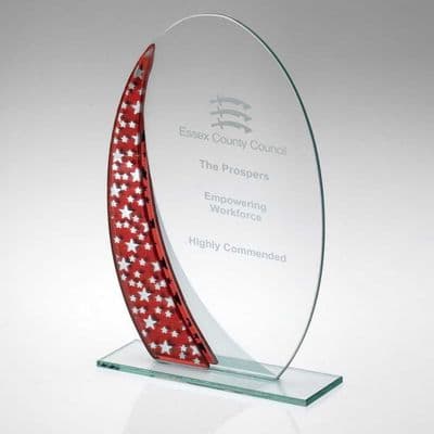 Star Spangled Red Glass Award 4mm Thick