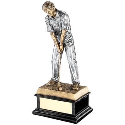 Start Of Swing Golfer On Black Base Trophy 318mm