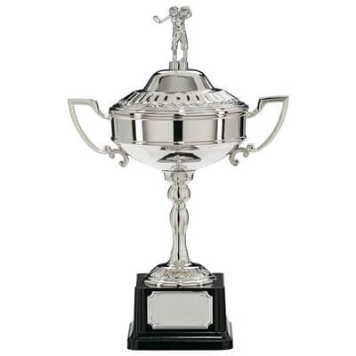 Sterling Golf Nickel Plated Cup 295mm with Golfer Lid