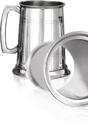 Straight 2 Line Tankard Glass Base Pewter 1pt