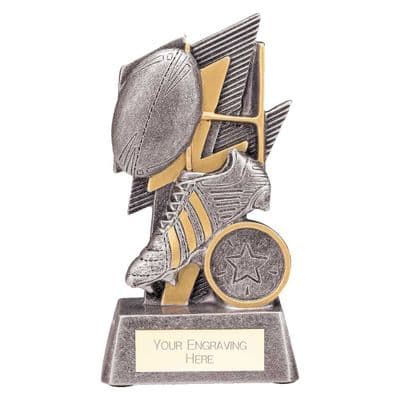 Strike Bolt Rugby Award Antique Silver & Gold