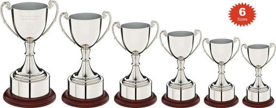 Success Nickel Plated Cup on Wooden Base | TrophyMaster UK
