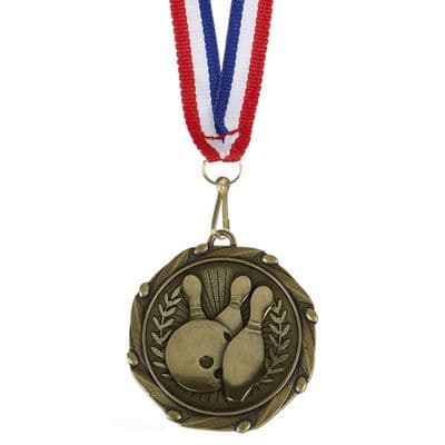 Ten Pin Bowling Target Combo Medal 45mm with Ribbon