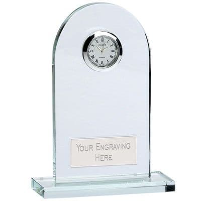 Traverse Crystal Clock with Engraving Plate 140mm