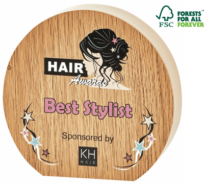 Wooden Circular Laminated Award with Colour Print (25mm Thick)