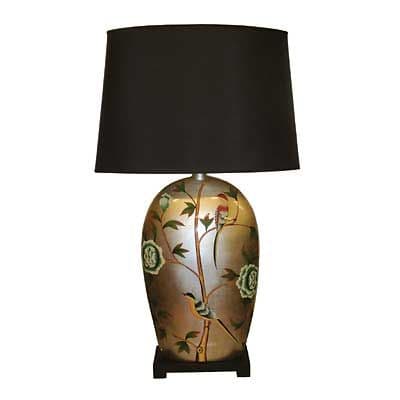 Golden Jar Lamp with birds and flowers