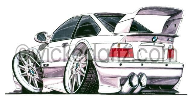 BMW E36 M3 (Rear View) White  (Items from £9.50)