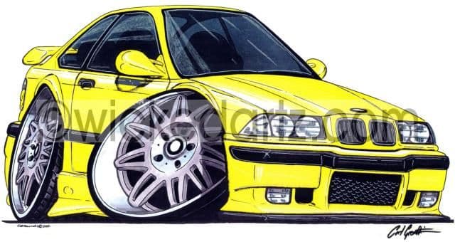 BMW E36 M3 Yellow  (Items from £9.50)