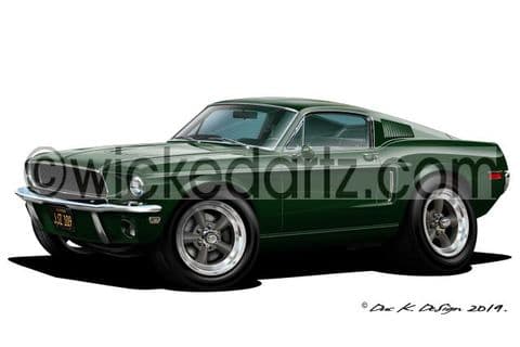 Ford Mustang 1968 Bullitt Green DK (Items from £9.50)