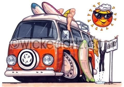 VW Camper Bay 'Newquay' Orange (Items from £9.50)