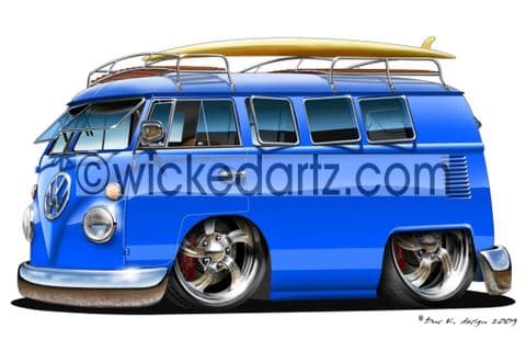 VW Camper 'Splitty' Blue DK (Items from £9.50)
