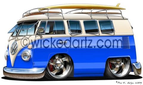 VW Camper 'Splitty' Blue/White DK (Items from £9.50)