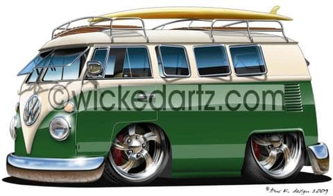 VW Camper 'Splitty' Green/White DK (Items from £9.50)