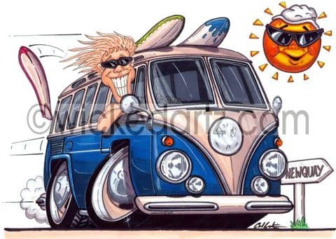 VW Camper Splitty 'Newquay' Blue (Items from £9.50)