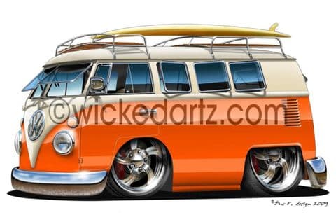 VW Camper 'Splitty' Orange/White DK (Items from £9.50)