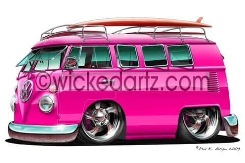 VW Camper 'Splitty' Pink DK (Items from £9.50)