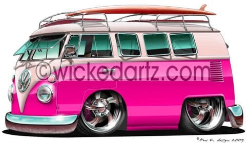 VW Camper 'Splitty' Pink/White DK (Items from £9.50)