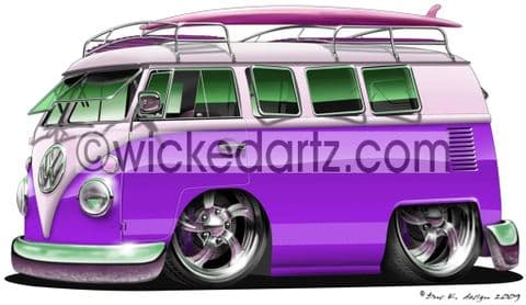 VW Camper 'Splitty' Purple/White DK (Items from £9.50)