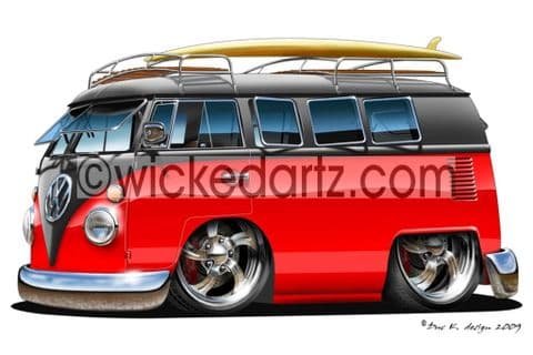 VW Camper 'Splitty' Red/Black DK (Items from £9.50)