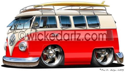VW Camper 'Splitty' Red/White DK (Items from £9.50)