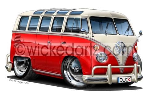 VW Camper T1 Samba Red DK (Items from £9.50)